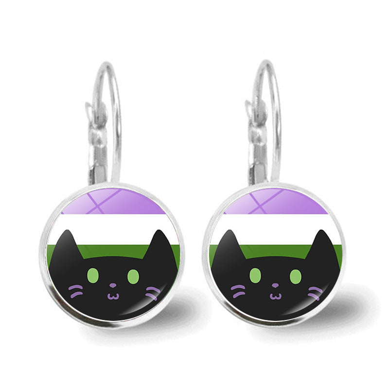 Wholesale Rainbow Cat Alloy Earrings